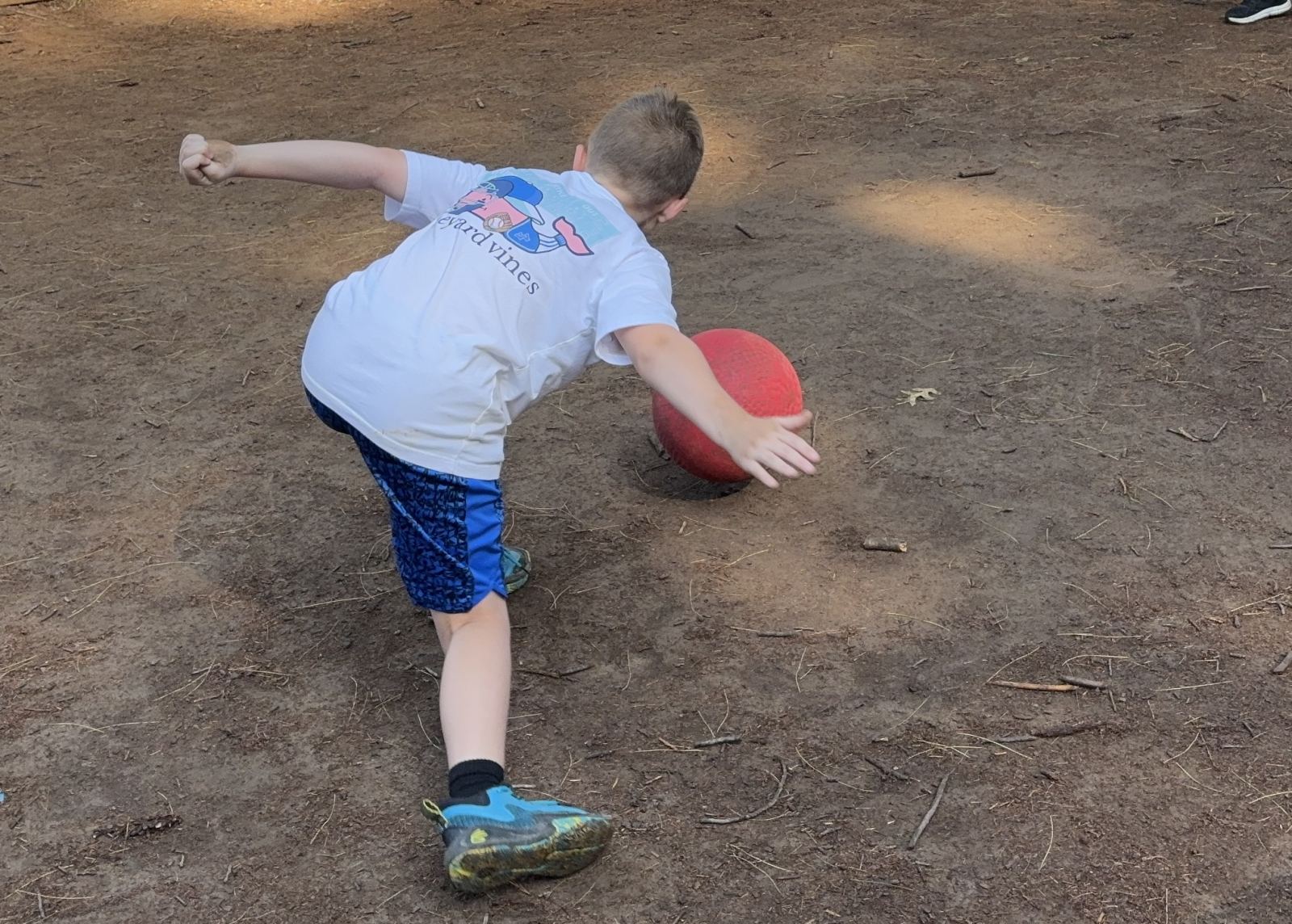 Kason picking up a Gaga Ball win today