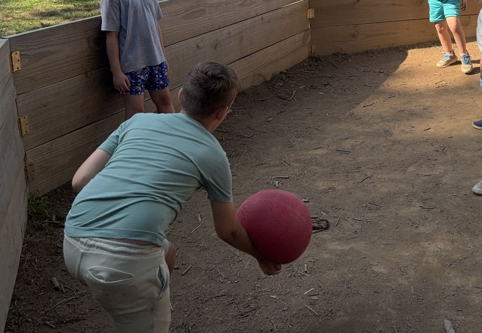 Check out the ball swallowing up Leo's arm as he hits it