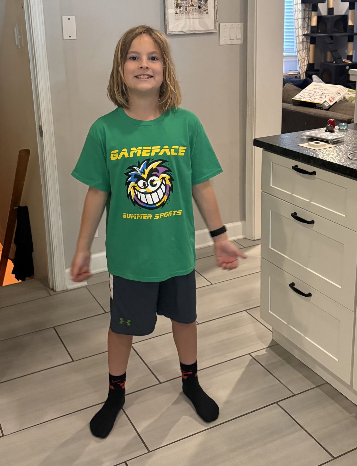 Griffin showin' off the new shirt!