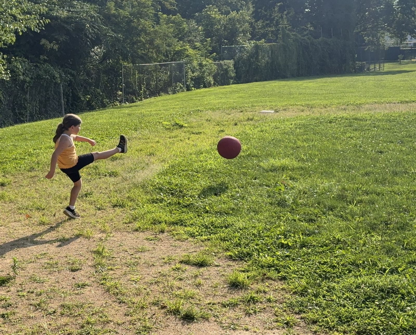 Eloise with a win on her kickball debut