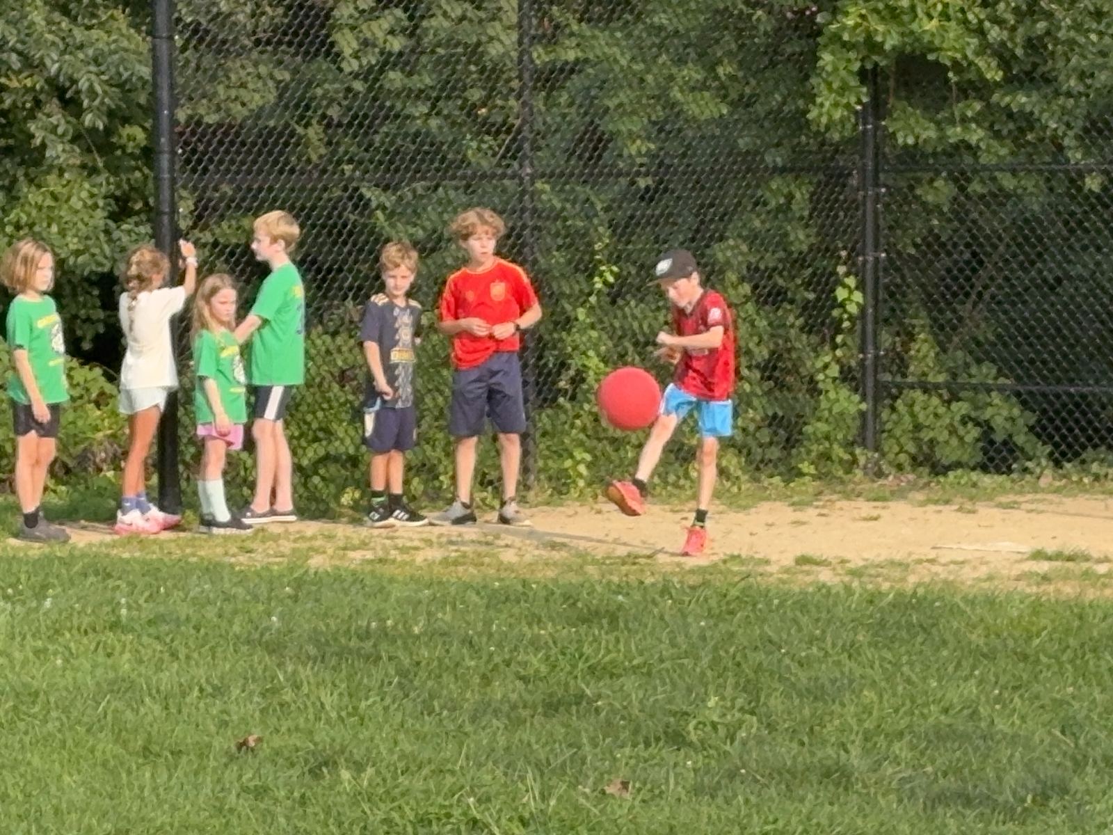 Nathan with his return to the kickball field