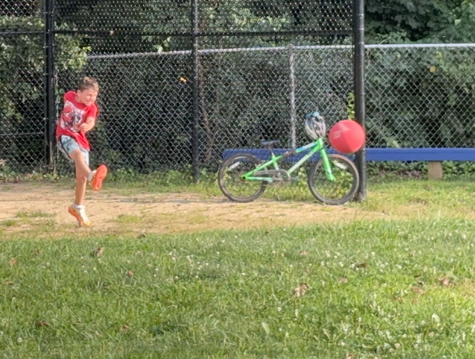 Nolan with his kickball debut