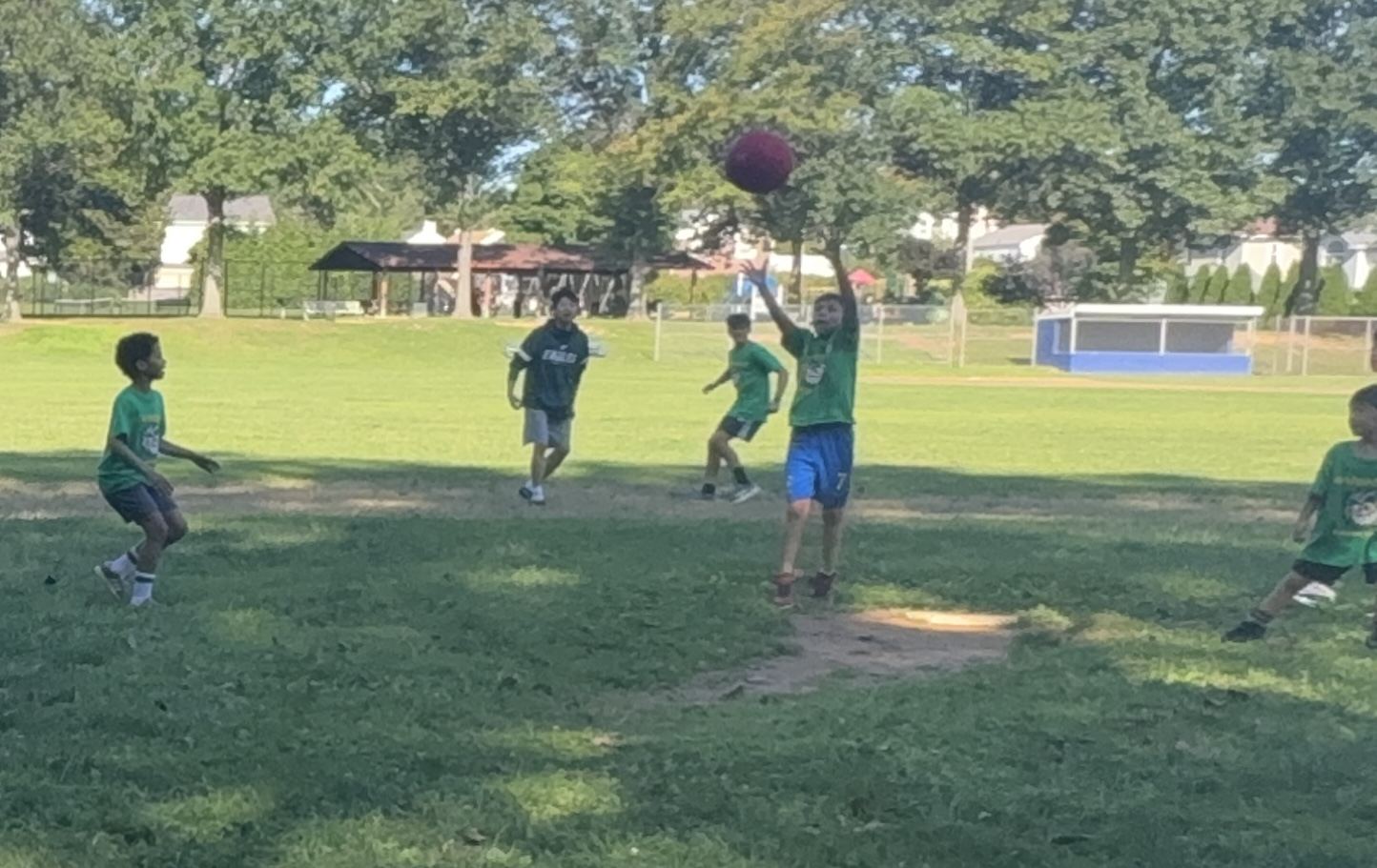 Dominic going up high for the catch